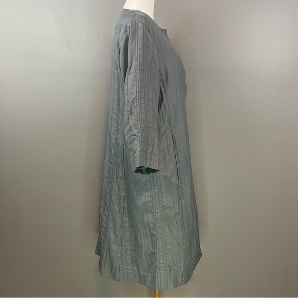 NWT Eileen Fisher Silver Grey 100% Silk Embroidered Open Jacket Size Small - Picture 3 of 16